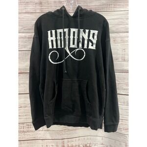 Independent Trading Co Mens Black Graphic Hoodie Sweatshirt IND4000C Size M